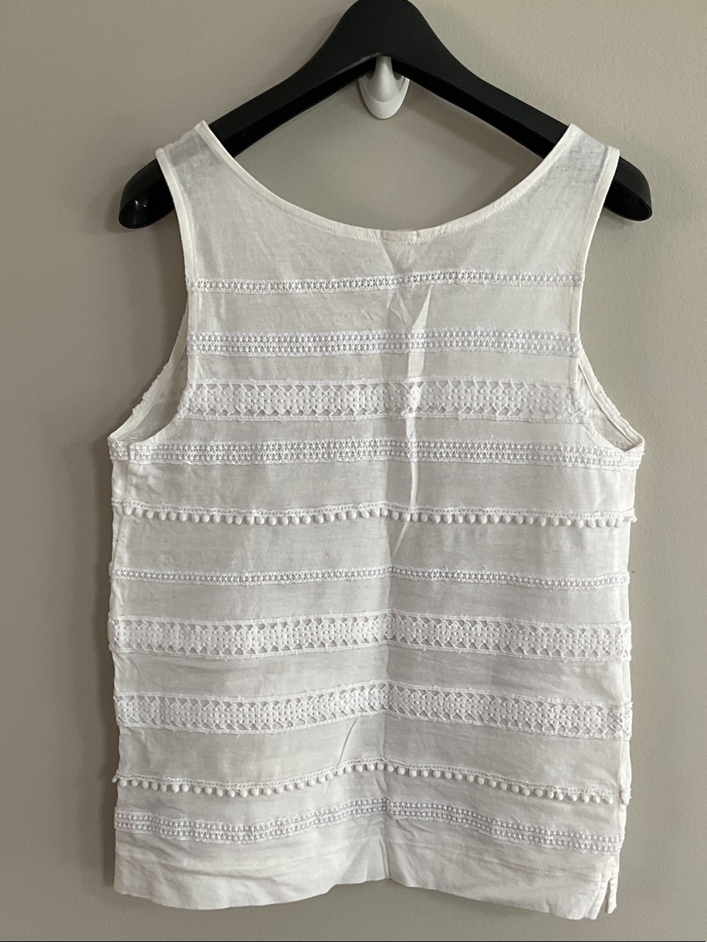 J.Crew White Lace Trim Sleeveless Linen Blend Top XXS - Picture 4 of 4